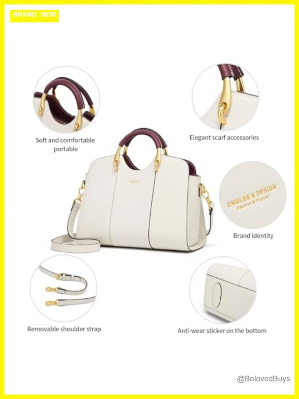 Genuine Leather Satchel Tote Handbag with Top Handle and Crossbody Strap